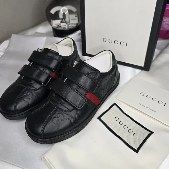 Gucci Kids Monogram Leather Sneakers!