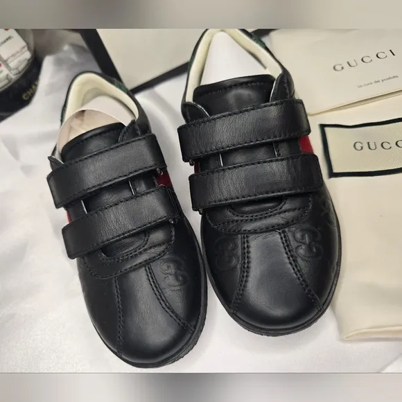 Gucci Kids Monogram Leather Sneakers!