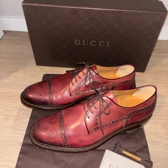 Gucci Men's Red Leather Dress Shoes