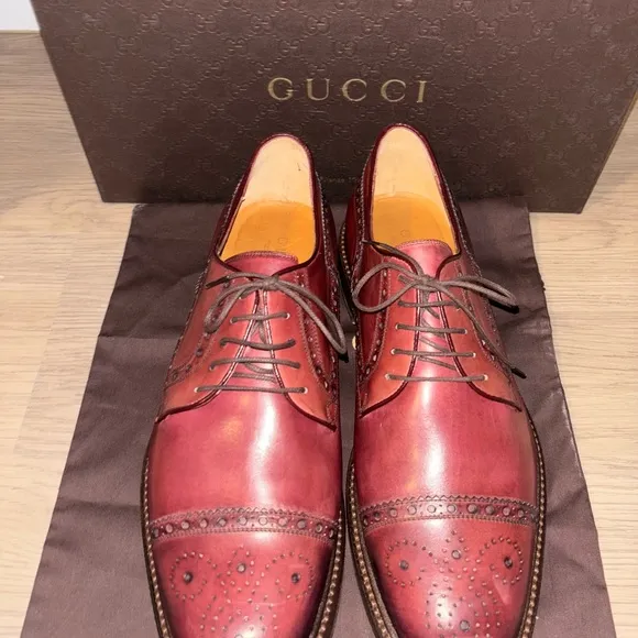 Gucci Men's Red Leather Dress Shoes