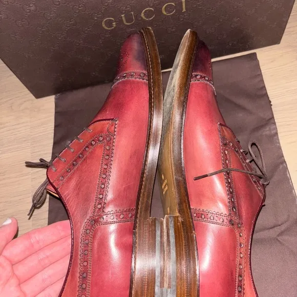 Gucci Men's Red Leather Dress Shoes