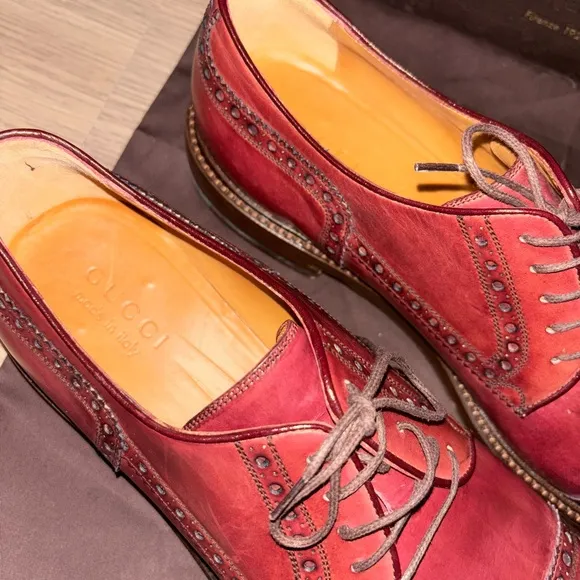 Gucci Men's Red Leather Dress Shoes