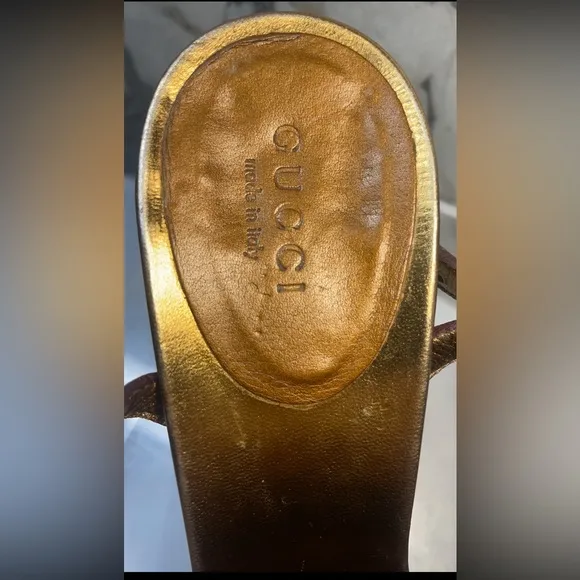 GUCCI metallic bronzo sandals sz 7.5B made in Italy