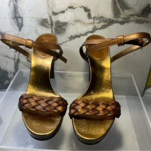 GUCCI metallic bronzo sandals sz 7.5B made in Italy