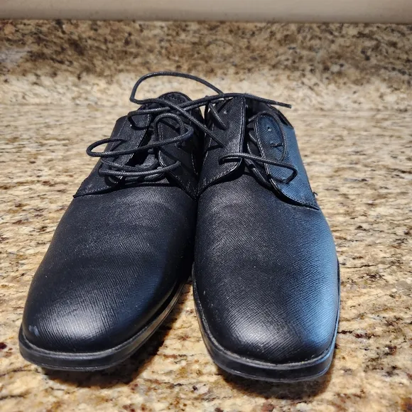 Guess Mens Black Leather Loafers Shoes Office Wedding Groom Size 10