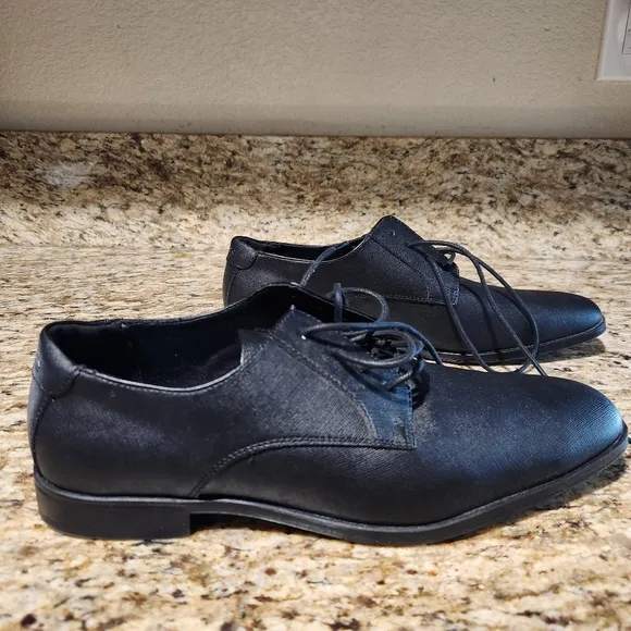 Guess Mens Black Leather Loafers Shoes Office Wedding Groom Size 10