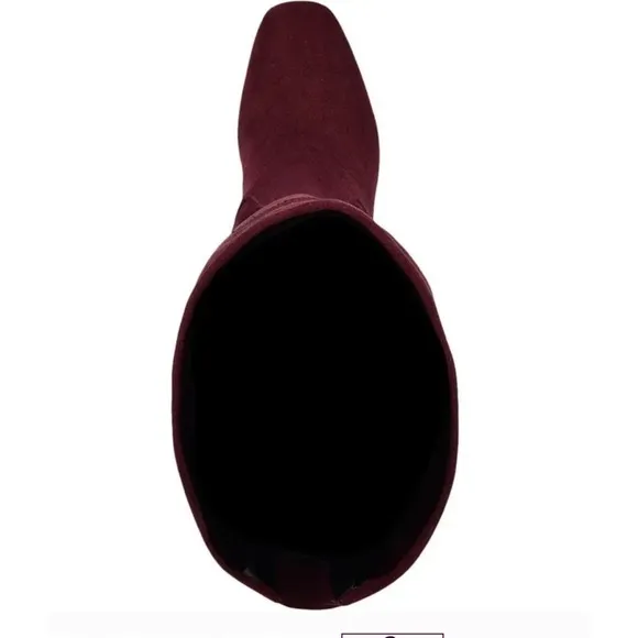 Guess Over The Knee Boots Suede Burgundy Thigh High Heel Boots