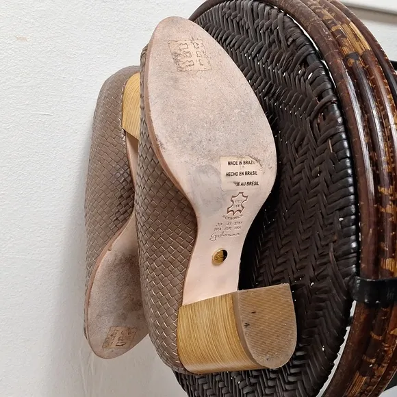 Guilhermina Woven  Peep-Toe Block Heels Sz 10