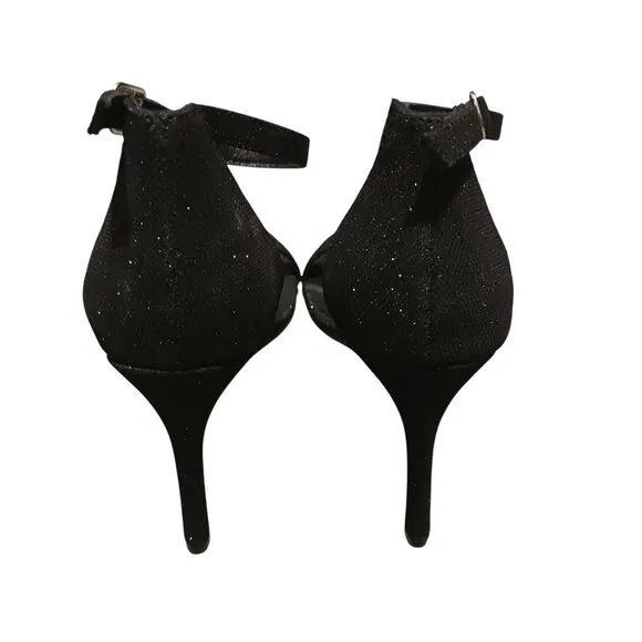 H Halston Women's Maui Open-Toe Ankle-Strap Sparkle Dress Sandals, Black, Size 8