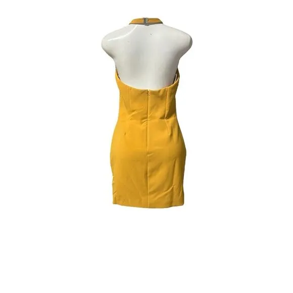 HALSTON Vic Mini‎ Dress In Yellow , Size 8
