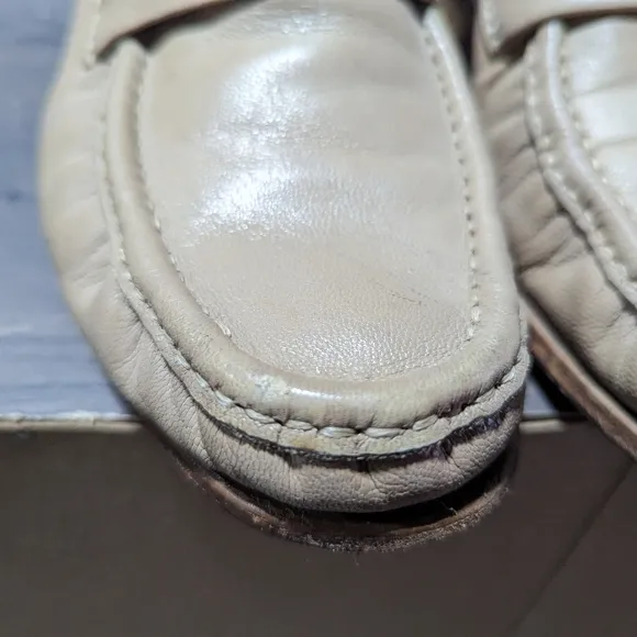 Hanover Loafers Mens Shoes Size 9M Leather Slip On Tan Cream VTG Defect