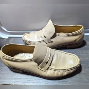 Hanover Loafers Mens Shoes Size 9M Leather Slip On Tan Cream VTG Defect