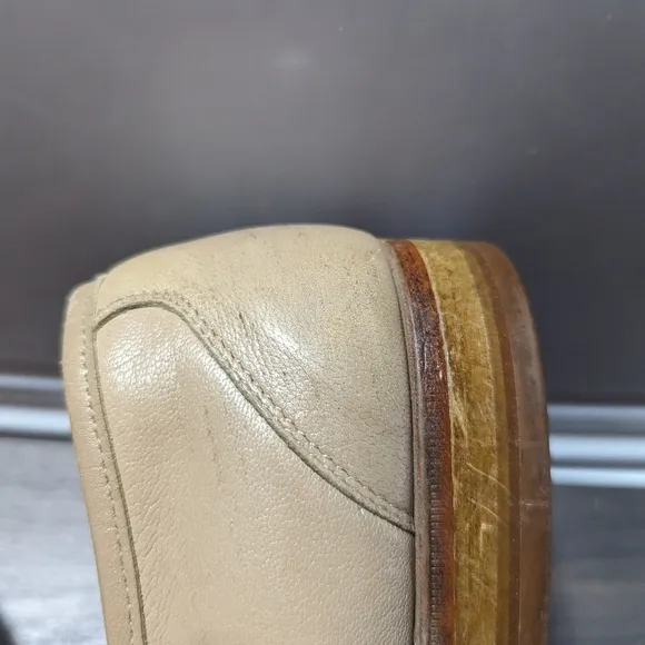 Hanover Loafers Mens Shoes Size 9M Leather Slip On Tan Cream VTG Defect