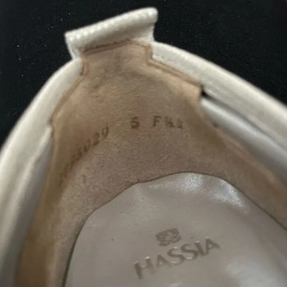 Hassia La Linea Nina Leather Loafers Off White Slip On Shoes F Width UK 5 US 7.5