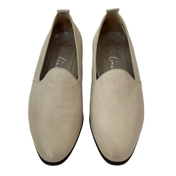 Hassia La Linea Nina Leather Loafers Off White Slip On Shoes F Width UK 5 US 7.5