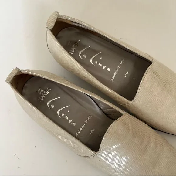 Hassia La Linea Nina Leather Loafers Off White Slip On Shoes F Width UK 5 US 7.5