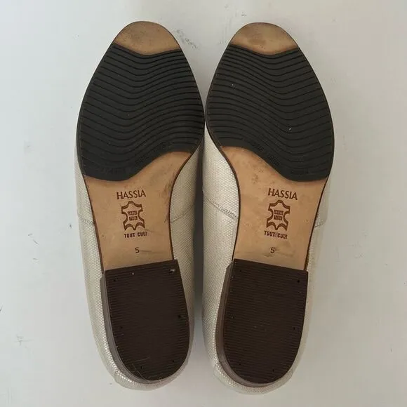Hassia La Linea Nina Leather Loafers Off White Slip On Shoes F Width UK 5 US 7.5