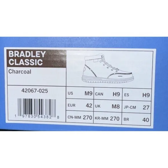 Hey Dude Bradley Classic Mens Lace Up Casual Ankle Chukka Boots Size 9 Gray