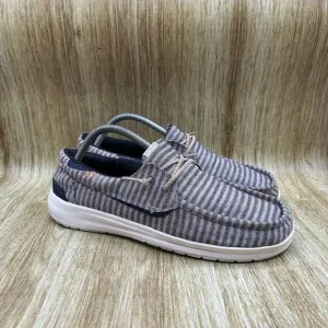 Hey Dude Shoes Welsh Men's‎ Size 9 Stripes Grey Causal Shoes Slip On Loafers
