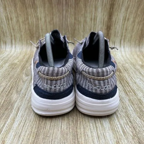 Hey Dude Shoes Welsh Men's‎ Size 9 Stripes Grey Causal Shoes Slip On Loafers