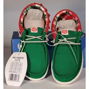 Hey Dude Wally Y Holiday Elf Christmas Shoes Loafers Child : Green/Red Size J2