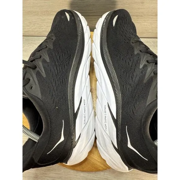 Hoka 1119393-bwht One One Men's Clifton 8 Running Shoes Black Size 10D