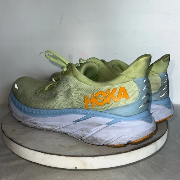 HOKA Men's Clifton Running Shoes Mens 11.5 D Butterfly Green Blue White