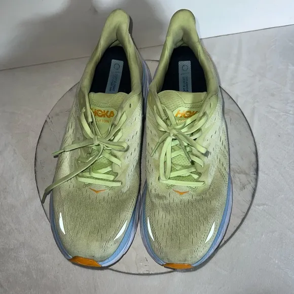 HOKA Men's Clifton Running Shoes Mens 11.5 D Butterfly Green Blue White