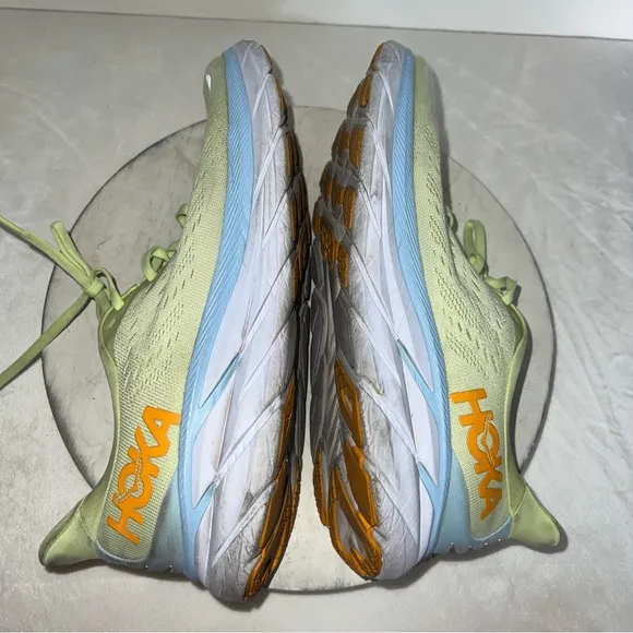 HOKA Men's Clifton Running Shoes Mens 11.5 D Butterfly Green Blue White