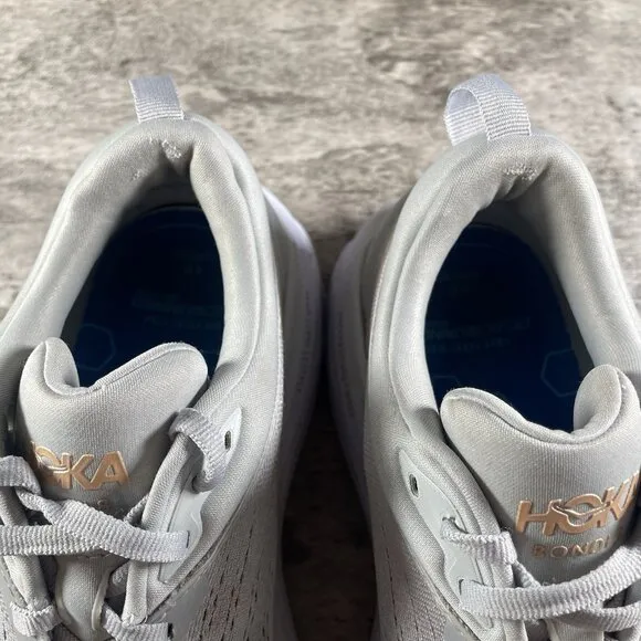Hoka One One Bondi 8 Womens 9 Shoes Gray Running Sneaker Gym 1127952 HMLR