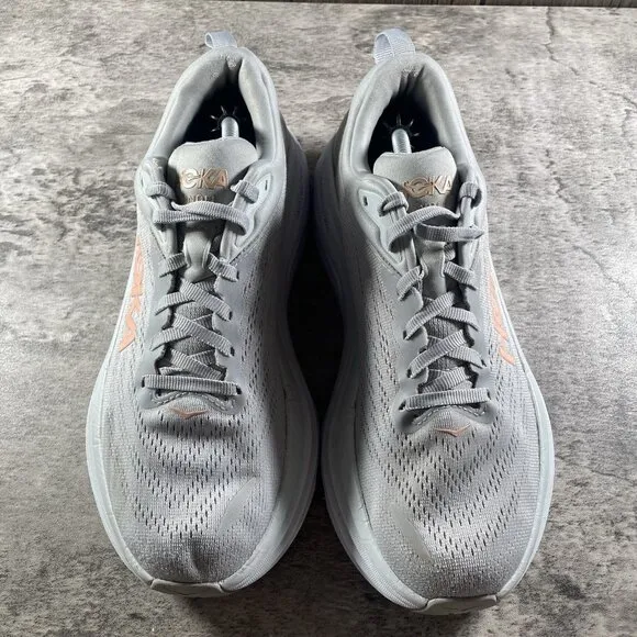 Hoka One One Bondi 8 Womens 9 Shoes Gray Running Sneaker Gym 1127952 HMLR