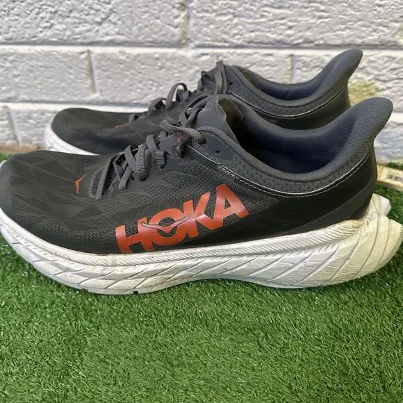 Hoka One One Carbon X 2 Running Shoes Mens 10.5 Dark Shadow Fiesta Gray Red