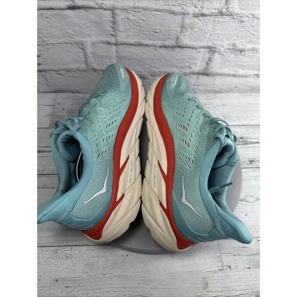 Hoka One One Clifton 8 Aquarelle Womens Running Shoes Blue Size 12 B .No Insoles