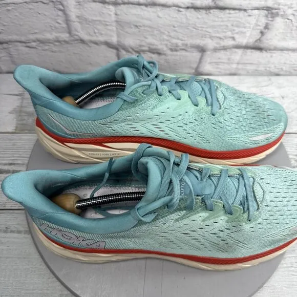 Hoka One One Clifton 8 Aquarelle Womens Running Shoes Blue Size 12 B .No Insoles