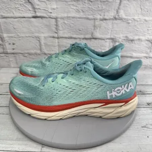 Hoka One One Clifton 8 Aquarelle Womens Running Shoes Blue Size 12 B .No Insoles