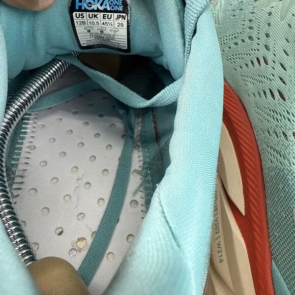 Hoka One One Clifton 8 Aquarelle Womens Running Shoes Blue Size 12 B .No Insoles