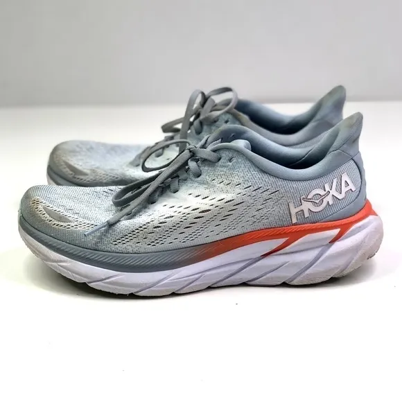 Hoka One One Clifton 8 running shoes grey orange 8