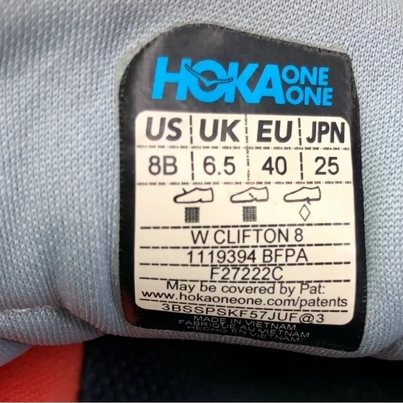 Hoka One One Clifton 8 running shoes grey orange 8