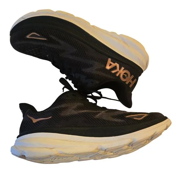 HOKA One One Clifton 9 Running Shoes Black/Copper Women's Size US11B