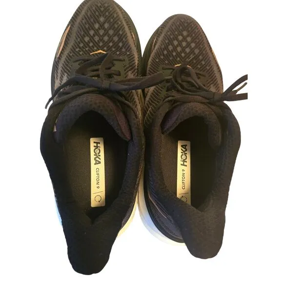 HOKA One One Clifton 9 Running Shoes Black/Copper Women's Size US11B