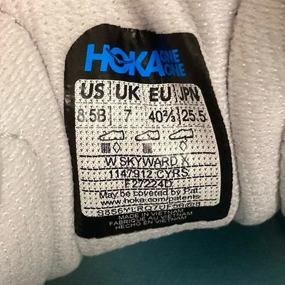 Hoka One One Skyward X Carbon Plate Running Shoes - Womens Size 8.5