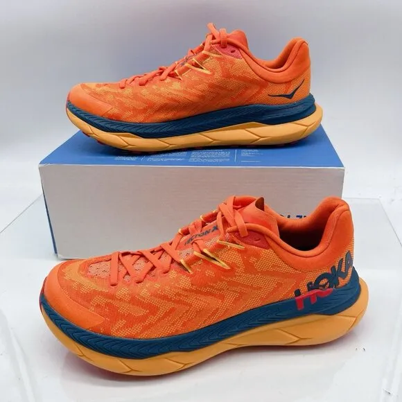 HOKA One One TECTON X TRAIL Running Shoes Sneakers Orange Camelia/ Blue Men US 8