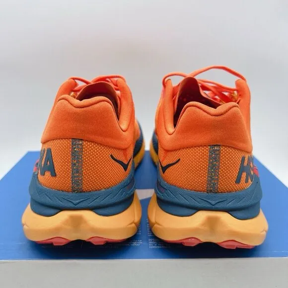 HOKA One One TECTON X TRAIL Running Shoes Sneakers Orange Camelia/ Blue Men US 8