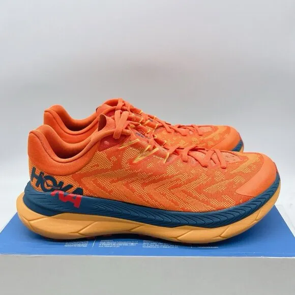HOKA One One TECTON X TRAIL Running Shoes Sneakers Orange Camelia/ Blue Men US 8