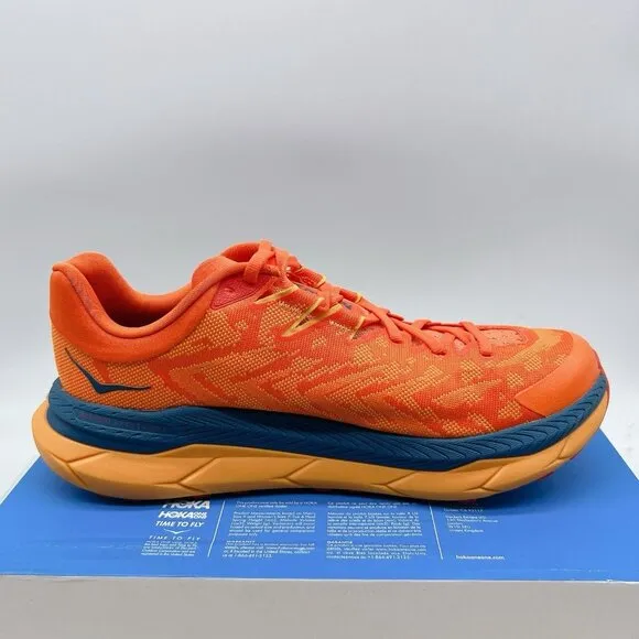 HOKA One One TECTON X TRAIL Running Shoes Sneakers Orange Camelia/ Blue Men US 8