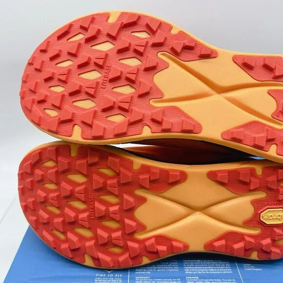 HOKA One One TECTON X TRAIL Running Shoes Sneakers Orange Camelia/ Blue Men US 8