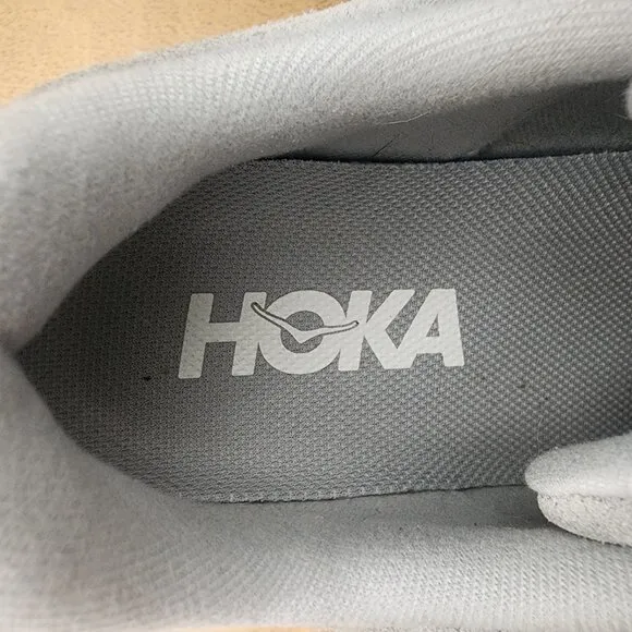 Hoka One One U Clifton L Suede Grey Limestone Sneaker Shoes Mens 9 Womens 10