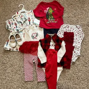 Holiday 12 month girl clothing bundle with brand new festive dress and shoes!