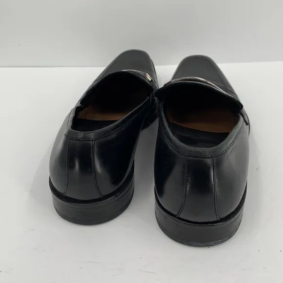 Hugo Boss Carl black leather dress shoe loafer elongated square toe silver men 9