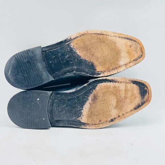 Hugo Boss Loafers Mens 9.5 Black Leather Horsebit Shoes Vintage Made in Italy